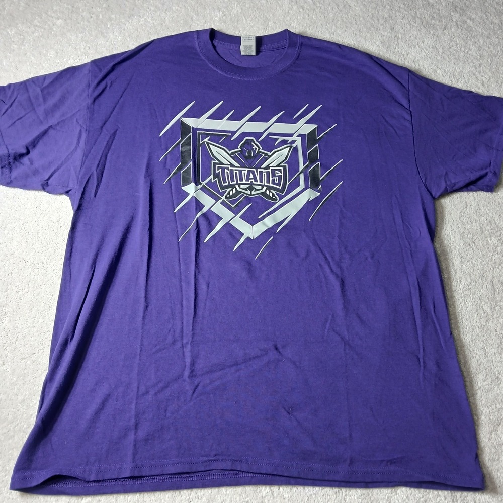 Gildan Titans Logo T-shirt Purple Unisex  XLarge Short Sleeve Baseball